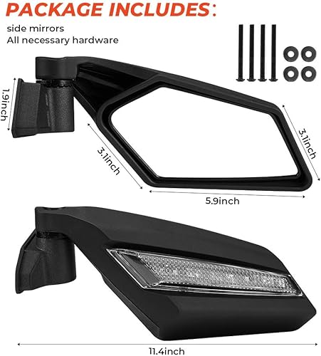 Miniatura 4 de KEMIMOTO Espejos laterales X3 con indicador de señal de giro, luces intermitentes, espejos retrovisores compatibles con Can-Am Maverick X3 y Max XRS