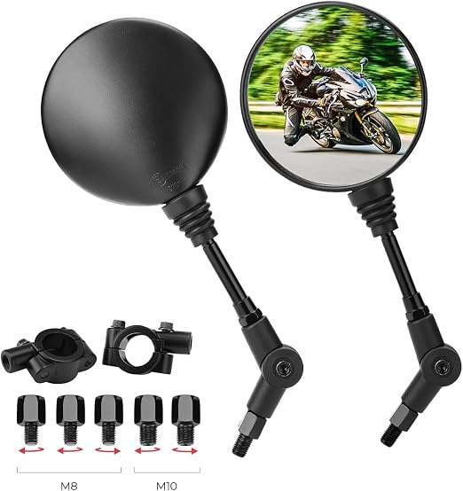 8mm 10mm Universal Motorrad Spiegel Motorrad Retro Schwarz Rückspiegel