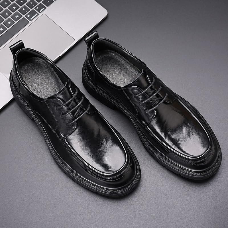 Men's Casual Leather Shoes Big Toe Thick Sole Men Formal Breathable Single Shoes Anti-Slip Wear-Resistant4