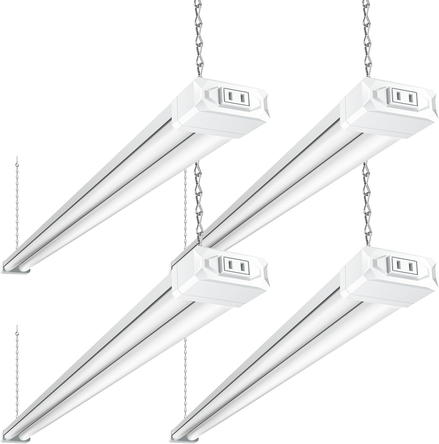 Photo 1 of  BBOUNDER 4 Pack Linkable LED Shop Light with Reflector, Super Bright 6500K Cool Daylight, 4400 LM, 4 FT, 48 Inch Integrated Fixture for Garage, 40W Equivalent 250W, Surface & Suspension Mount, White 