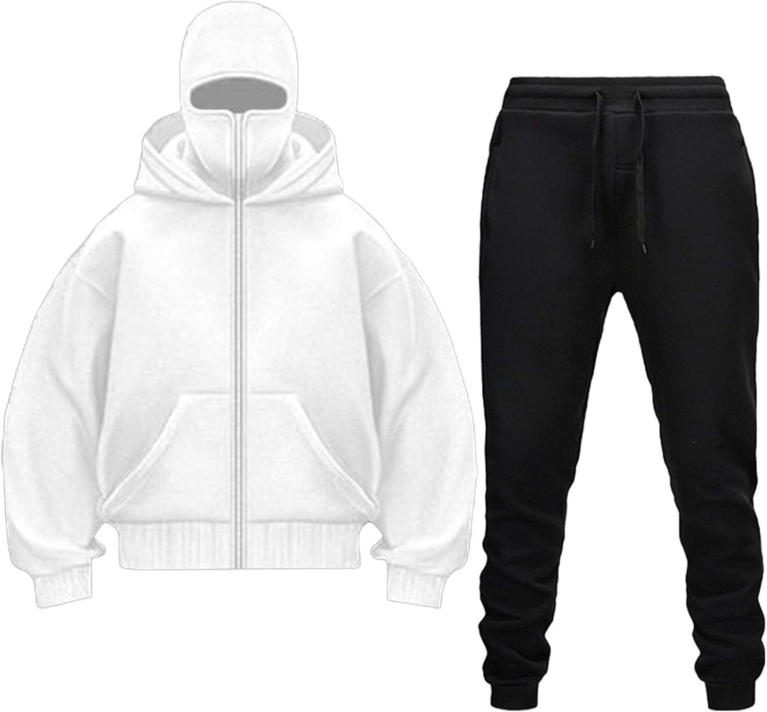 Ensemble Jogging Homme Avec Cagoule Intégrée - Sweat à Capuche Zippé Et Pantalon, Pour Sport D'hiver Et Extérieur