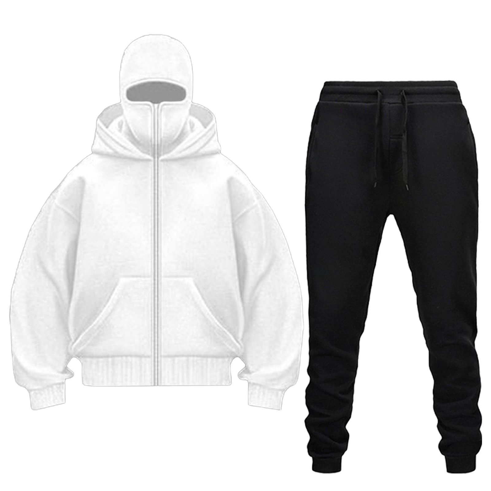 Generisch Tuta da jogging da uomo, 2 pezzi, per il tempo libero, da uomo, invernale, con cappuccio, giacca e pantaloni da jogging, traspirante, per l'autunno, l'inverno, caldo, comfort