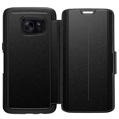 OTTERBOX Strada Series Leather Wallet Case for Samsung Galaxy S7 Edge - Retail Packaging - Phantom (Black/Black Leather)