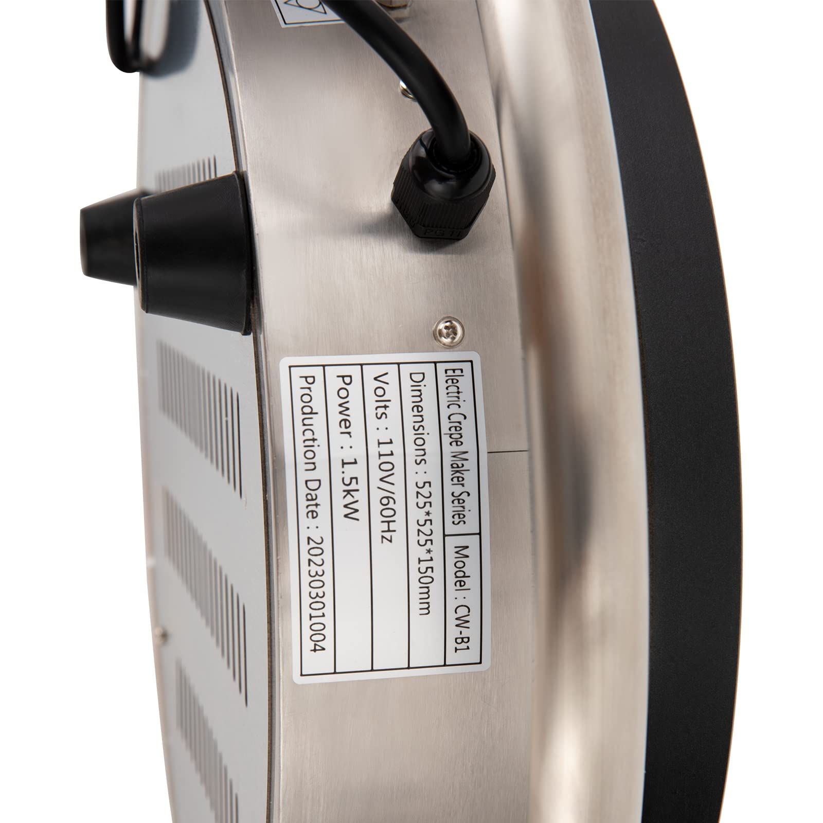 Macchina elettrica per crepe regolabile, grande macchina per frittelle da 110 V 1500 W, piastra da 16 pollici per frittelle e frittelle, macchina da forno antiaderente
