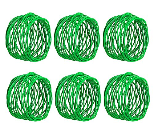 Image of SKAVIJ Handmade Twisted Wire Mesh Napkin Rings Holders Decor Dinner Party Wedding Thanksgiving Christmas Gathering (Green 6pcs)