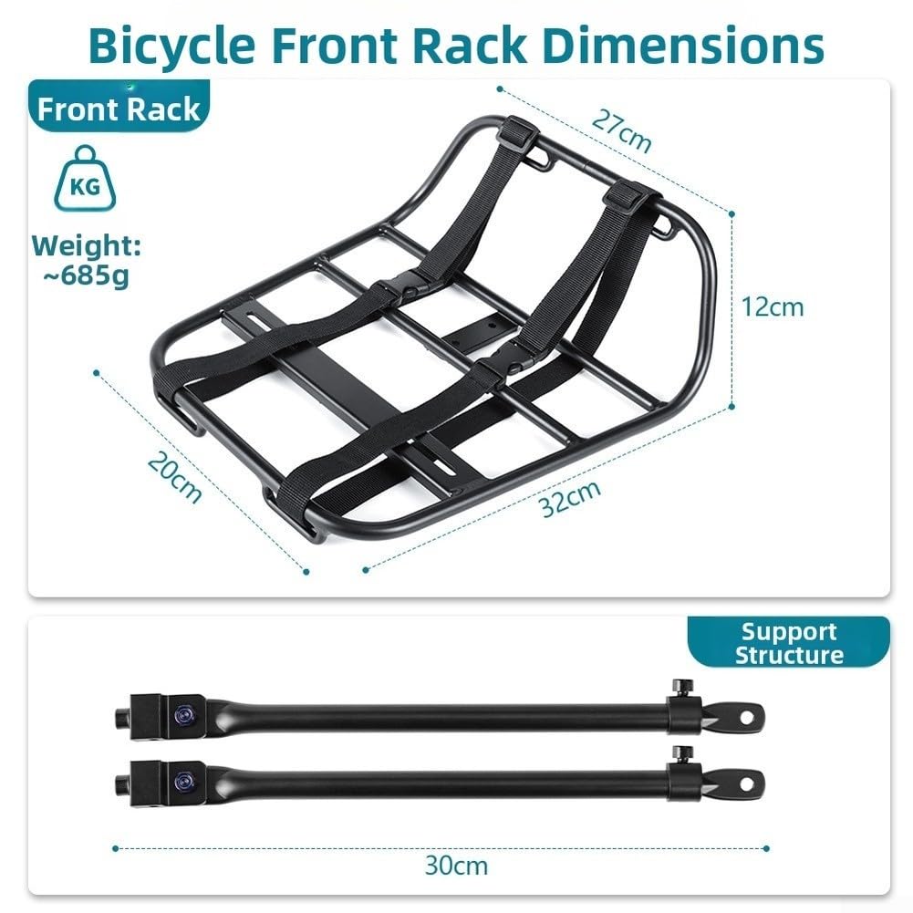 Honseadek Mensola anteriore per bicicletta, in metallo nero, cestino per manubrio anteriore per MTB, supporto regolabile per bicicletta