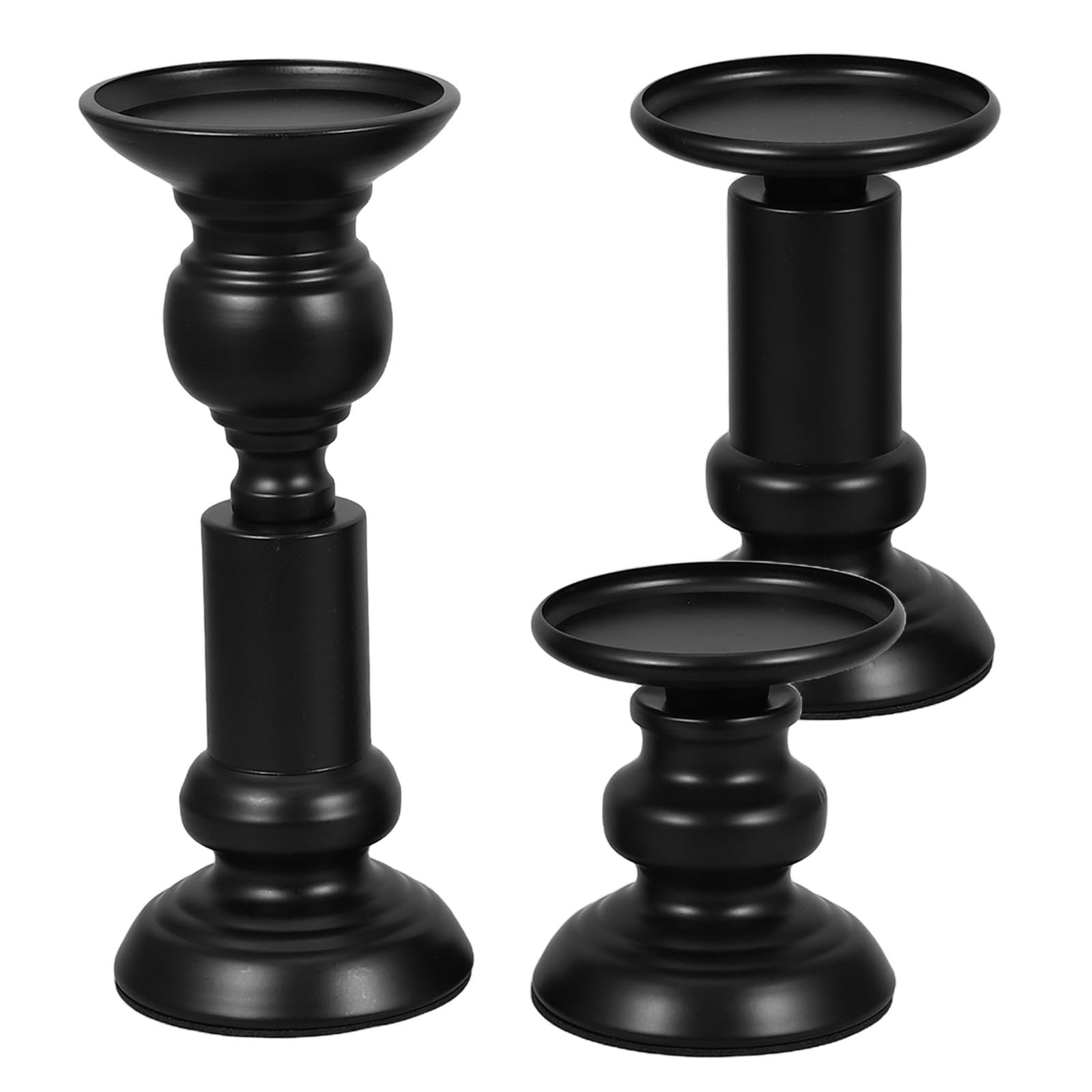 Veemoon 3 Pezzi Portacandele Nero in Ferro Opaco Effetto Luce Romantica, Design Rustico Vintage, Portacandele Salvaspazio per Decorazione da Interno in Tema Farmhouse