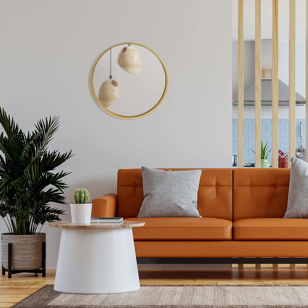 Vilde Runder Spiegel 50 cm Gold Holzrahmen Dekorativ Für Büro, Restaurant