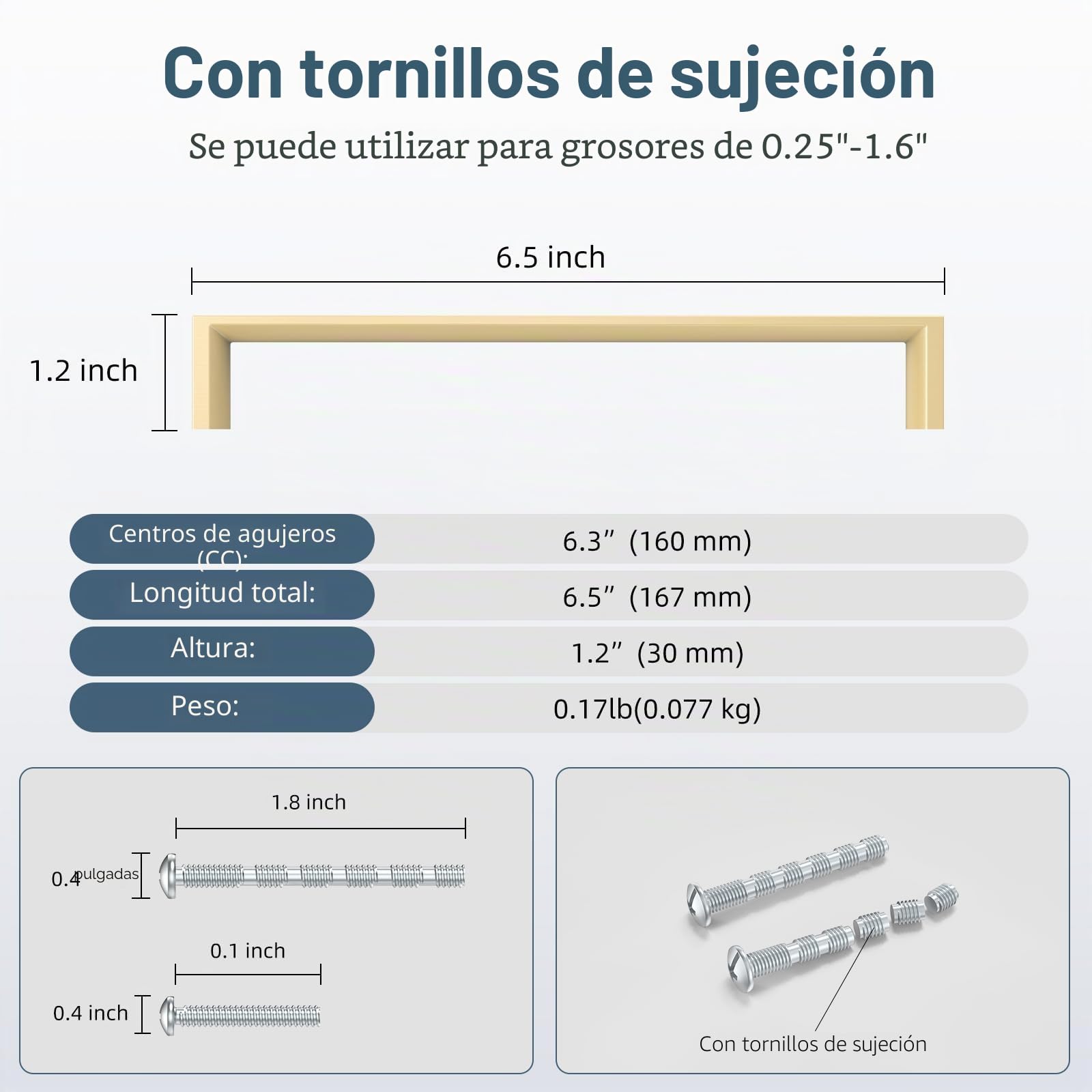 FURNIWARE Tiradores para muebles (10 unidades, latón, 160 mm, distancia entre orificios, armarios, cocina, muebles, cajones)