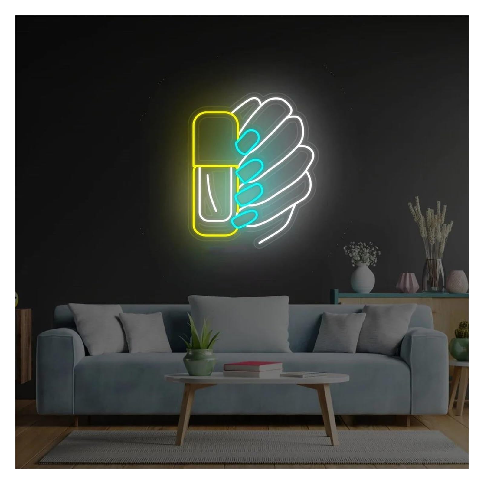 LEMST Signs Lamp Manicure Neon Sign, Nail Polish Neon Sign, Nails Studio Decor, Beauty Salon Sign, Nail Salon Decor 38cm(B)