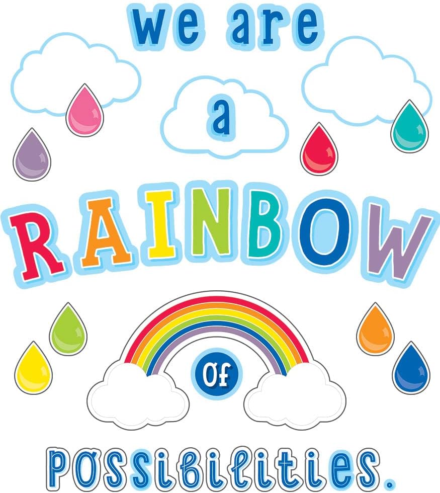 Schoolgirl Style - Hello Sunshine | We Are a Rainbow of Possibilities Bulletin Board Set Hello Sunshine 0.1" x 17.9" x 27.3"