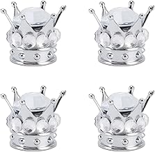 Tampas De Tampa De Válvula De Haste De Roda De Pneu 4 Peças Tampas De Haste De Válvula De Pneu Crown Diamond Style Universal Para Carros, Caminhões, Bicicletas(branco)