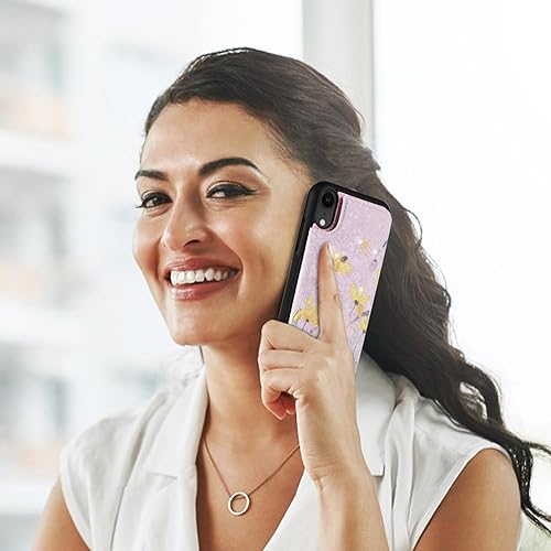 Miniatura 24 de UEEBAI Funda tipo cartera para iPhone 15 Pro Max con tarjetero, cubierta de cuero PU con soporte, bloqueo RFID, doble cierre magnético, relieve de