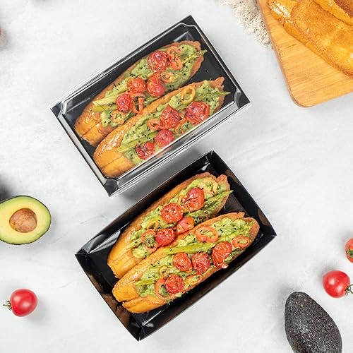 Miniatura 10 de Restaurantware Matsuri Vision - Bandejas de sushi medianas de 8 x 5 x 1.5 pulgadas, 100 cajas de embalaje de sushi a prueba de grasa, tapas que se