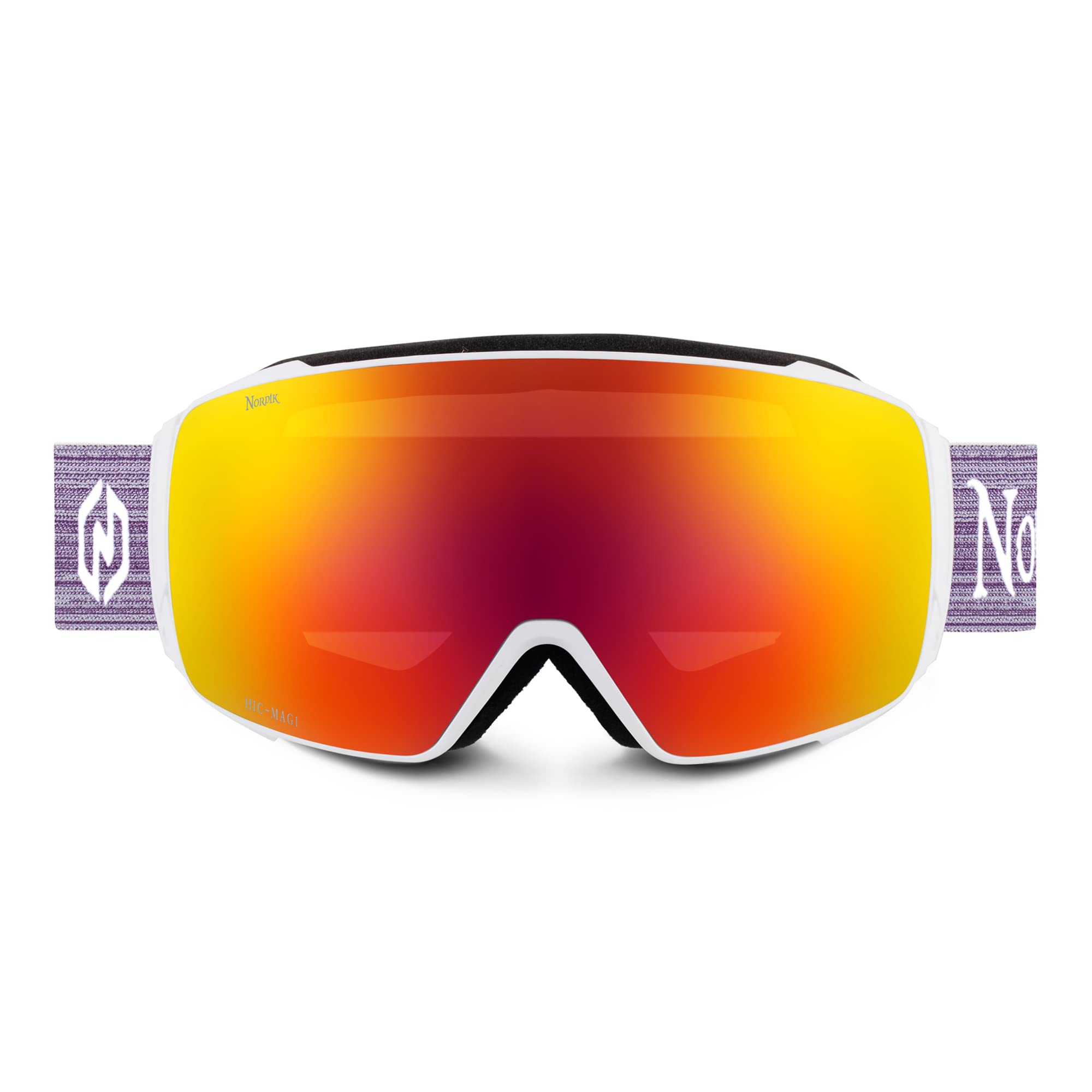 Nordik TORSTEN Magnetic Diamant Ski Goggles OTG for Men & Women - Bonus Photochromic Lenses Anti-Fog & UV 100% -White/Red