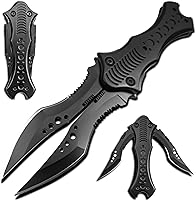 Vista 1 de MADSABRE Navaja de bolsillo de doble hoja genial de 8.2", cuchillo plegable de camping con clip y mango de aluminio, herramientas de supervivencia