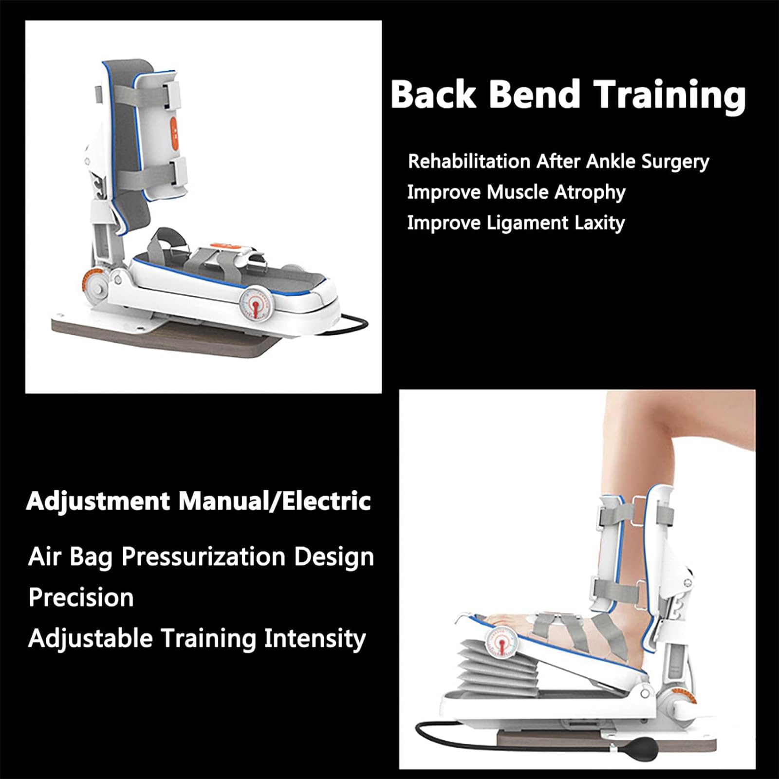 Entrenador de rehabilitación de tobillo, fuerza y ángulo ajustables, corrección de estiramiento estático para dislocación y recuperación de lesiones de ligamentos