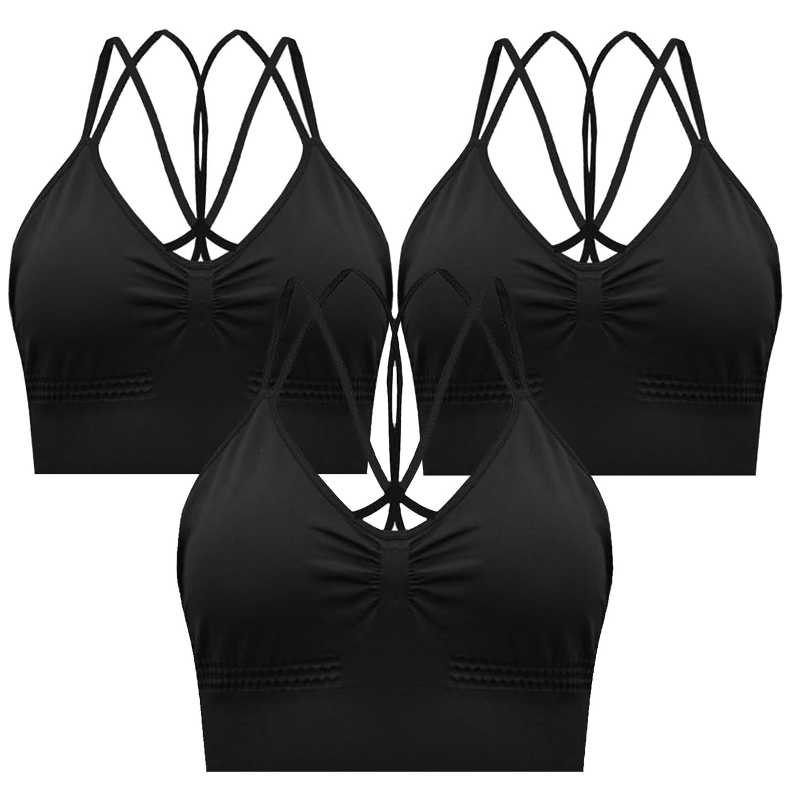 ZIHUA 3 Pack Sports Bras for Women, Sports Bra Backless Comfort Straps