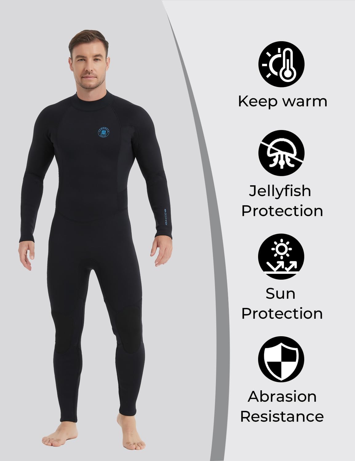 Lemorecn Men's Wetsuit 3/2mm and 5/4mm,Full Wetsuits for Men,Men‘s 3mm Full Wetsuit Front Zip for Diving Snorkeling Surfing Swimming - Image 5