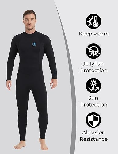 Vista 28 de Trajes de neopreno Lemorecn para hombre de 3/2 mm, traje de buceo de cuerpo entero Cremallera frontal 0.118 in