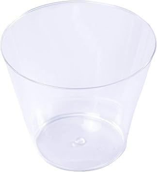 9 oz Disposable Clear Hard Plastic Cup 100-Count, Premium Crystal Clear Plastic Cups, Old Fashioned Tumblers Cocktail Glasses, BPA Free, PS Material