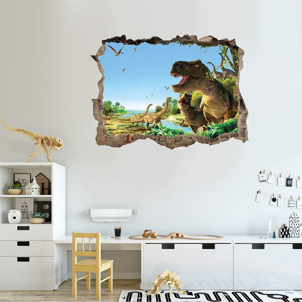Adesivi Murali Dinosauro Per Bambini - Design Acquerello, Giungla E Animali, 29x90 Cm - Foto 4