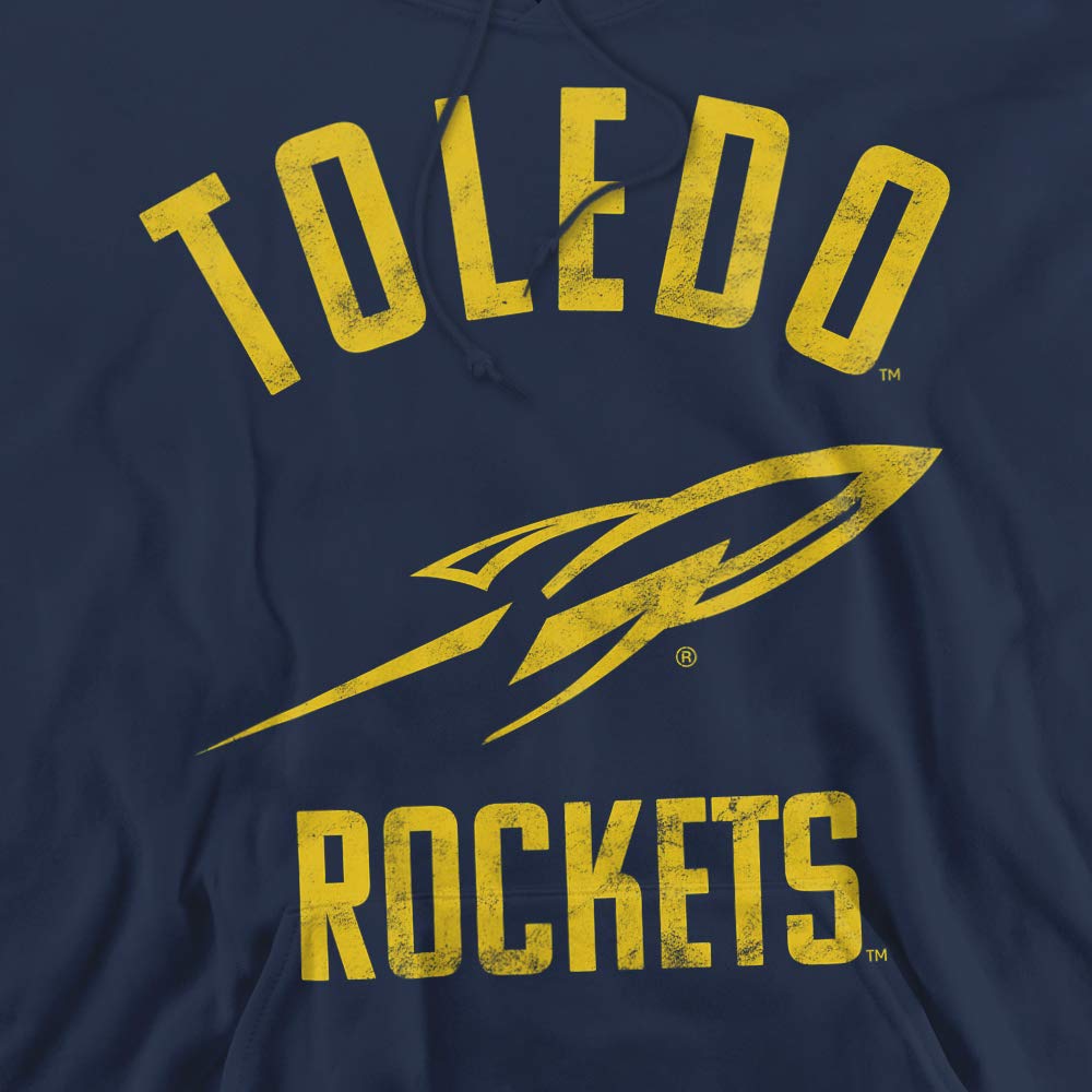 University of Toledo Official One Color Rockets Logo Unisex Adult Pull-Over Hoodie, Navy, X-Large