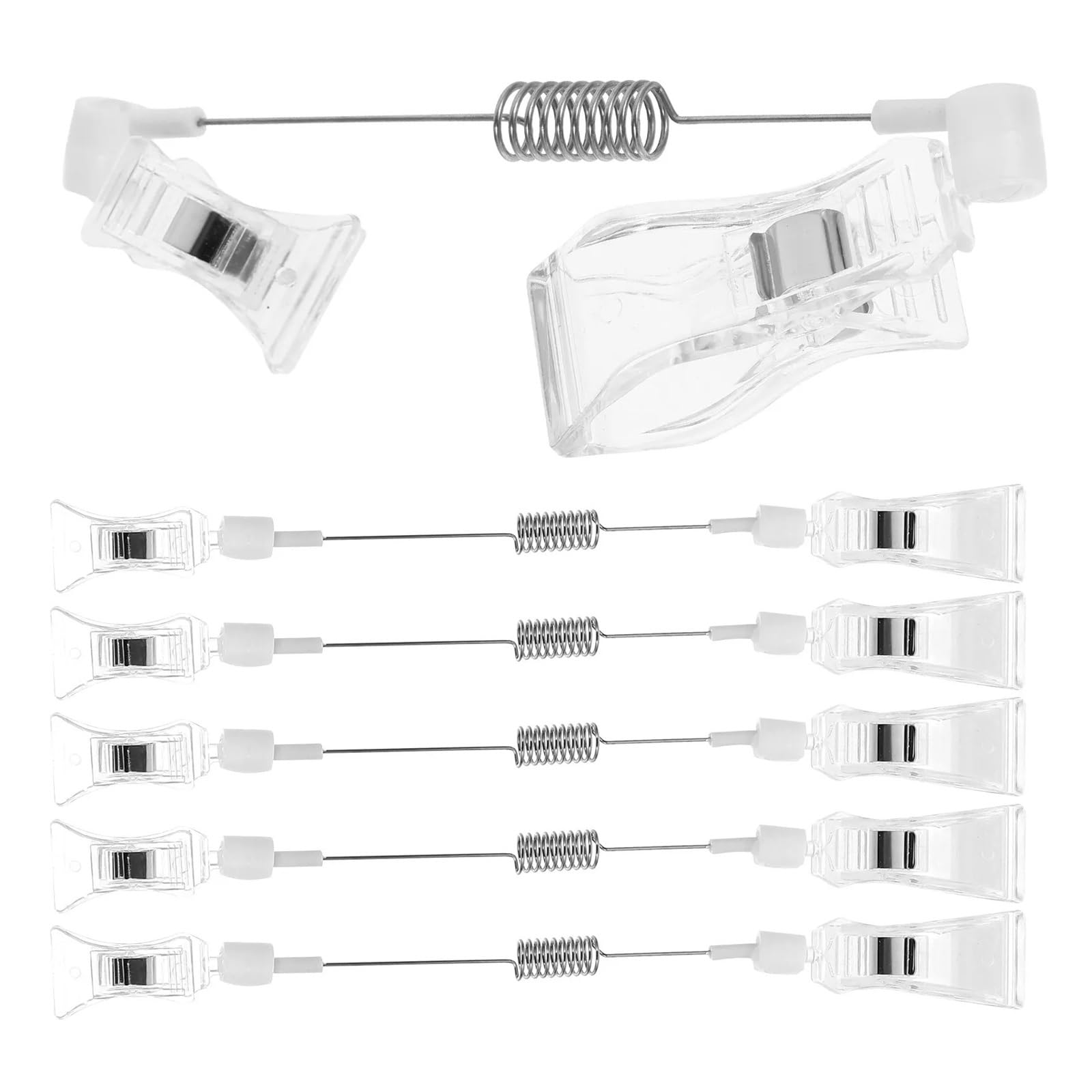 Vaeltor 20Pcs Rotatable Price Tag Clips Clear Plastic Stainless Steel Swivel Sign Holders for Supermarket Retail Store Merchandise
