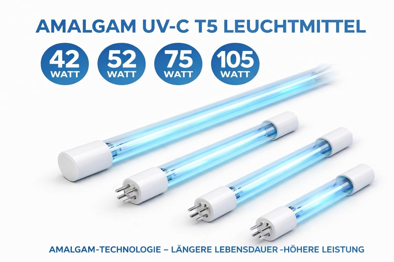 Koi Herdecke UVC Ersatzlampe 40-42 Watt für Teichklärer & Tauchstrahler - Profi Teich UV Lampe gegen Algen & Bakterien - 4-Pin Anschluss - 357 mm Länge - kompatibel mit vielen Marken