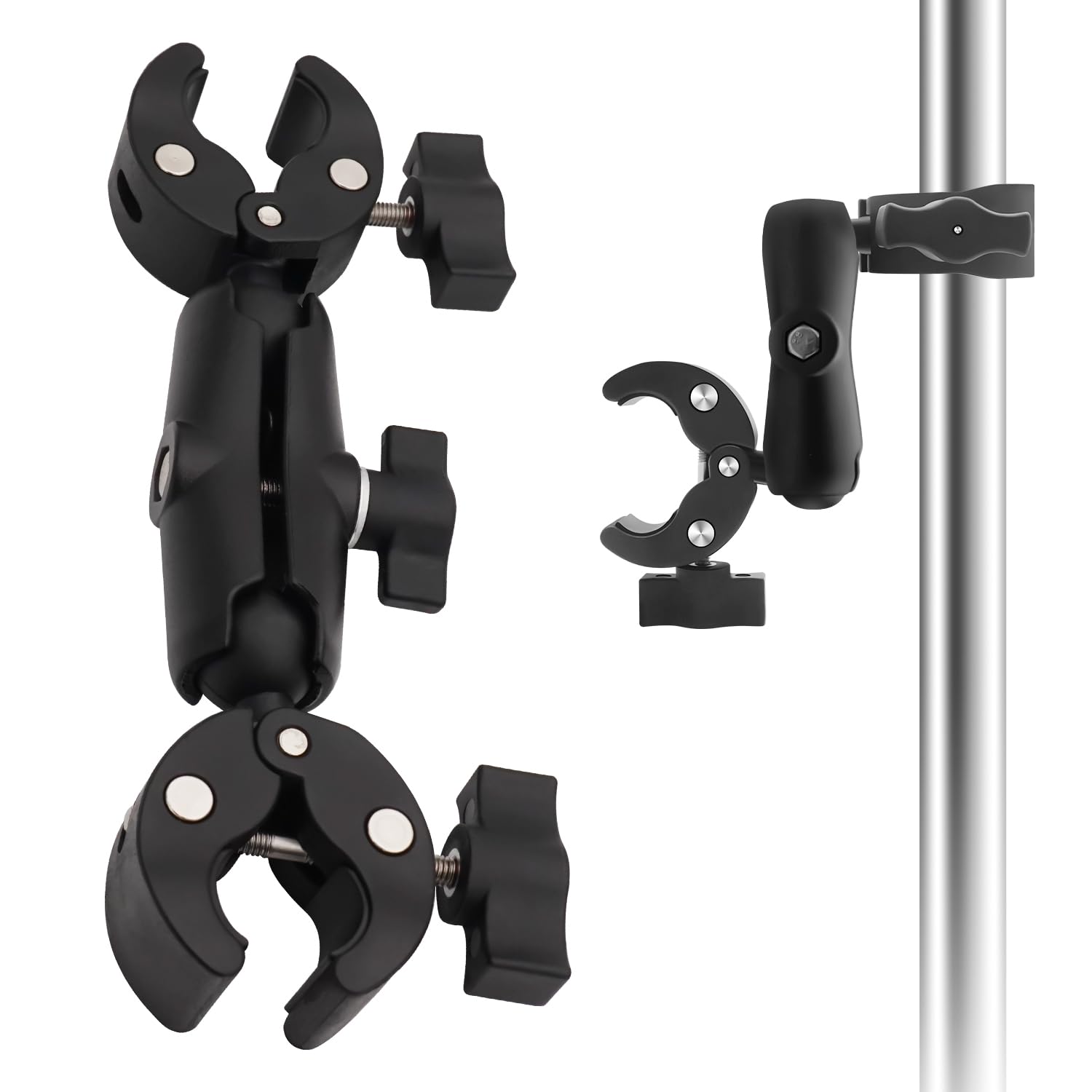 Doppio Morsetto Montaggio Staffa Magia Braccio Doppio Testa a sfera Adattatore per Scrivania Foto Studio Supporto per Luce, Riflettore Fotografico, Supporto per Braccio Fotografico, Ombrello