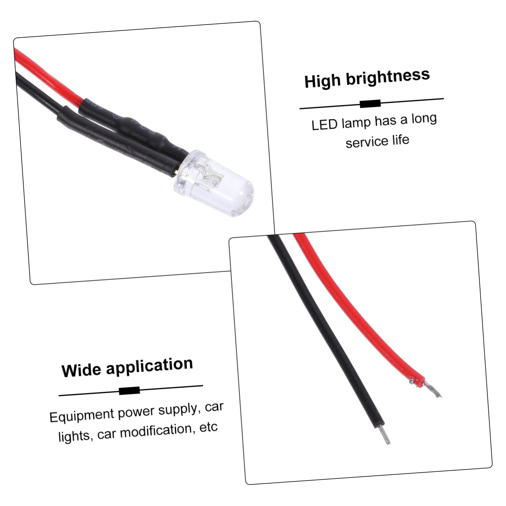 VILLFUL 25pcs LED Luminarias Luminuxe Bluelight Blue Light Pre-Wired Bulb Lamp Flash Light Pre- Wired Bulb - Emitting Diode 5mm Emitting Diode 5mm Pre-Wired Light Metal