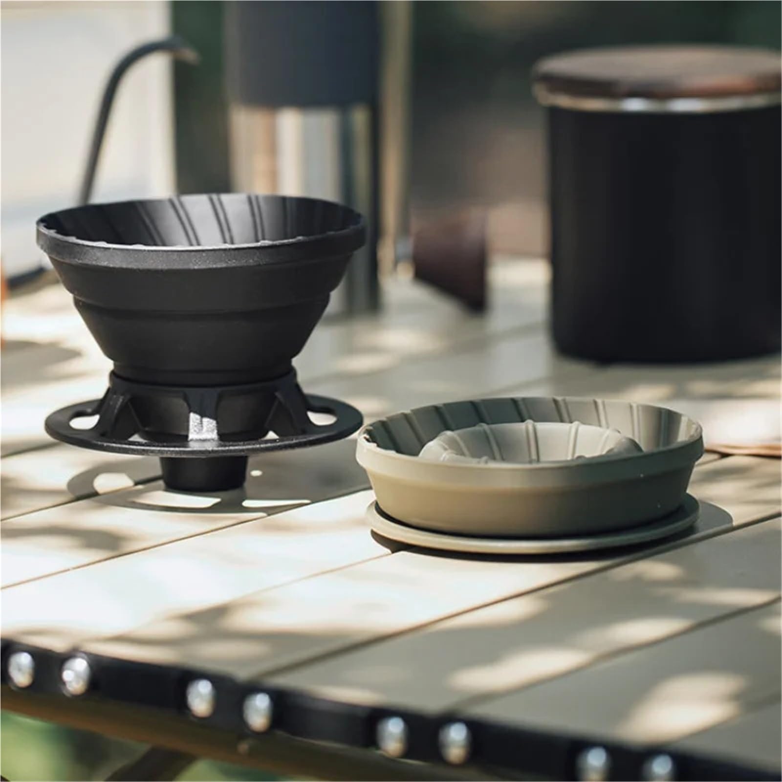 Gotero de café portátil, reutilizable, taza de filtro de café de silicona para exteriores, camping, senderismo, uso para 1-2 personas, color negro, herramienta de barista (tazas y filtros)
