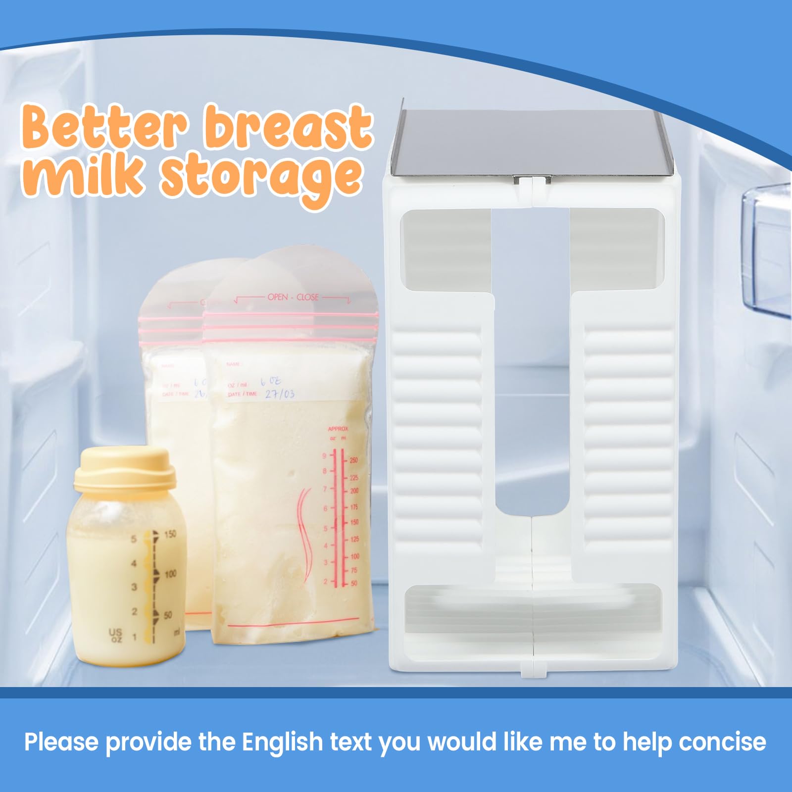 Boîte de rangement pour lait maternel, sac de rangement pour lait maternel, peut contenir jusqu'à 1 701 g, organiseur de congélation du lait sain avec plateau, tour de rangement réutilisable