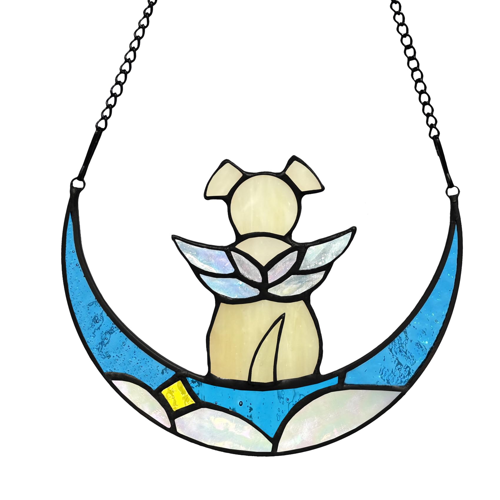 Ystarsczn Stained Glass Angel Wings Dog Memorial Gifts for Loss of Dog Sympathy Remembrance Suncatcher, Rainbow Bridge Pet Memorial Gifts for Bereavement in Memory of Pet Loss Passing Away Ornament