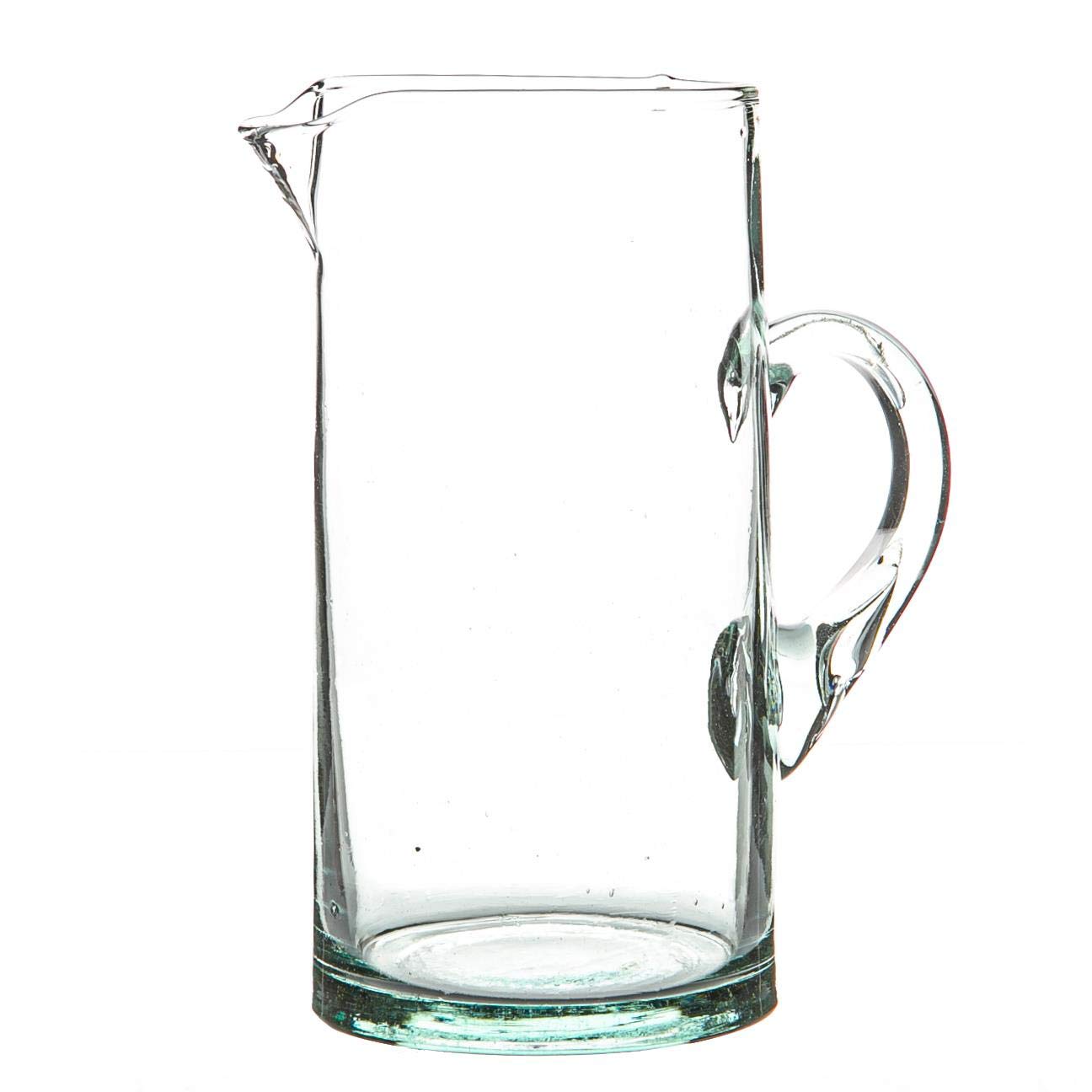 Nicola Spring Jebel Recycled Glass Jug - 1L - Clear - Sustainable Hand-Blown Moroccan Glass Pitcher Carafe for Water, Juices, Cocktails, Home, Bar, Eco-Friendly Gift