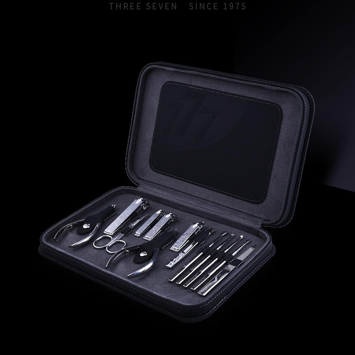 13 stuks manicure set roestvrij staal professionele verzorging kit volwassen nagelknipper set met zwarte lederen reiskase