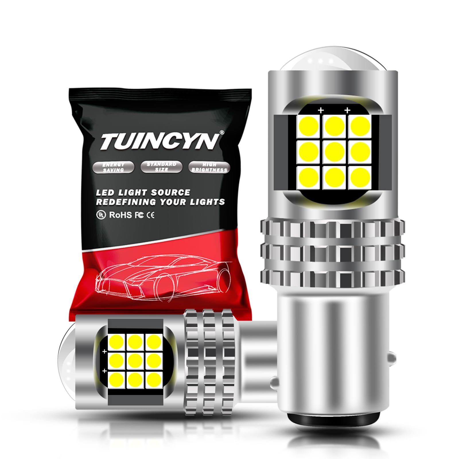 TUINCYN P21/5w Bay15d 1157 Żarówka LED, światło stop 12 V 24V zimna biel 6500 K, światła do jazdy dziennej do samochodu, motocykla, kampera, 2 żarówki