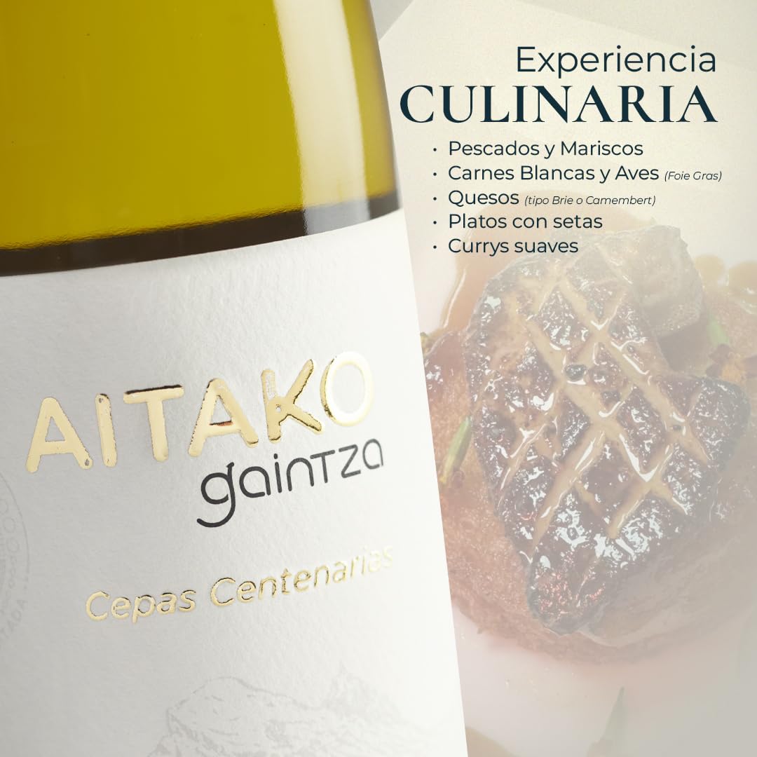 Aitako 2024 – Vino Blanco D.O. Getariako Txakolina – Selección Especial de Viñedos Viejos – 6 Botellas 75cl – Fresco, Mineral y Elegante – Edición Limitada Ideal para Mariscos,Gaintza txakolina
