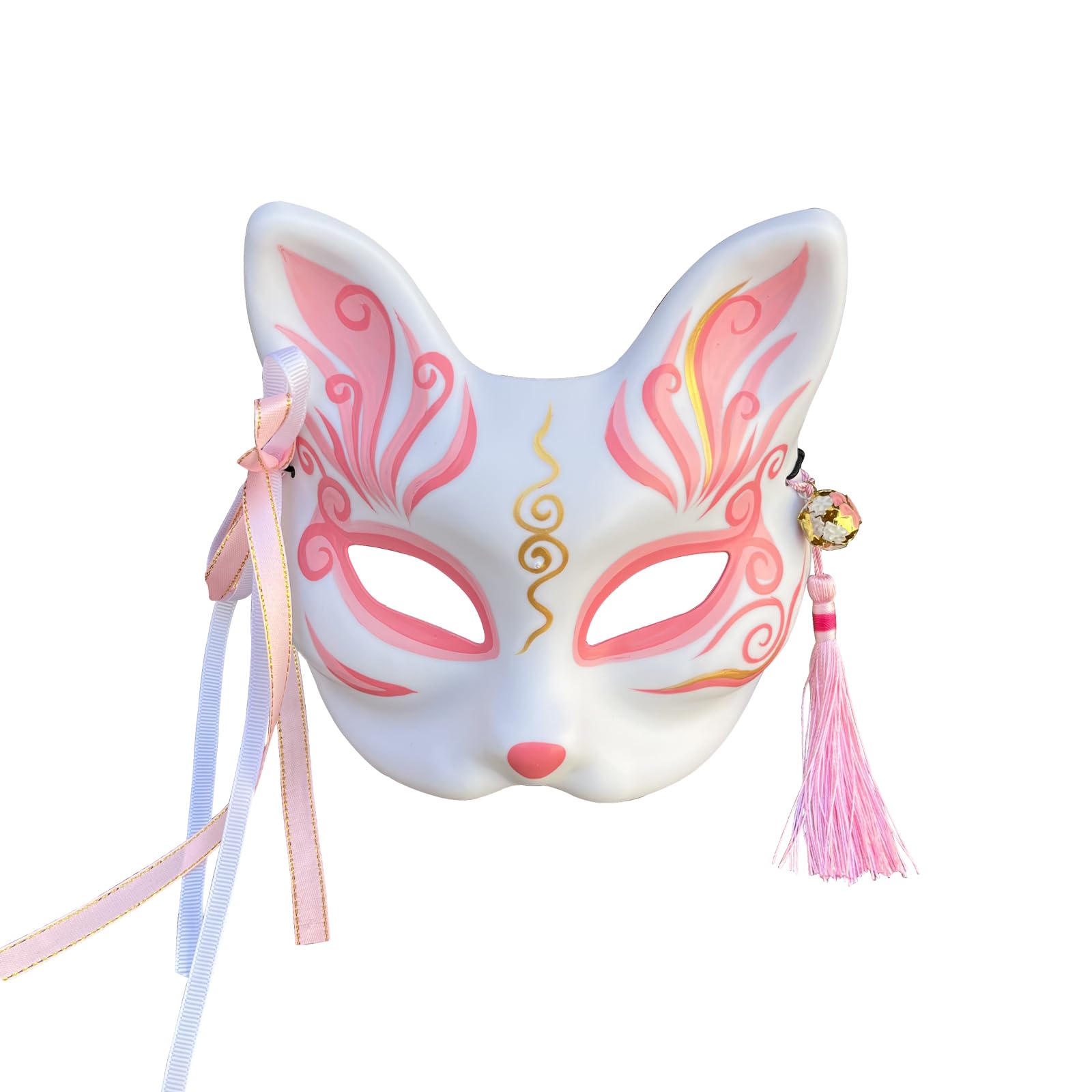 YangYong Japanese Fox Mask Kitsune Masks Traditional Kabuki Cat Costume Animal Cosplay Party (B)