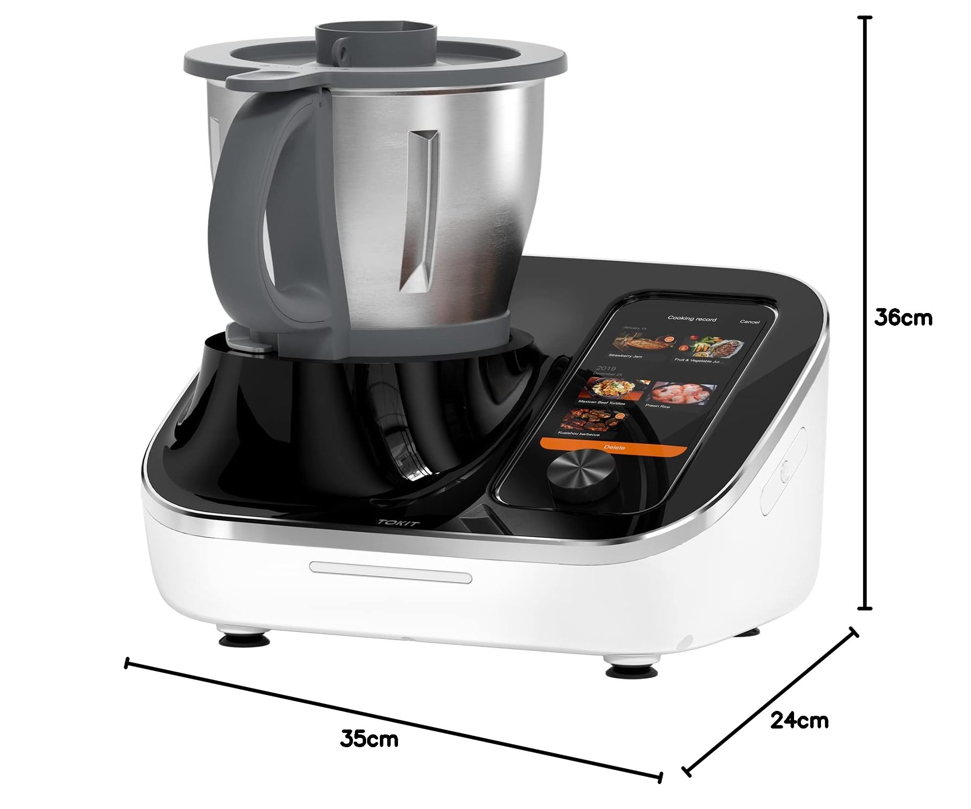 TOKIT C2 AI Omni Cook Robot 21-in-1 Food Processor 7'' Touch Screen Ricette guidate Pre-pulizia, tritatutto, spremiagrumi, frullatore, frullatore, pesa, cottura a vapore, tritatura del ghiaccio