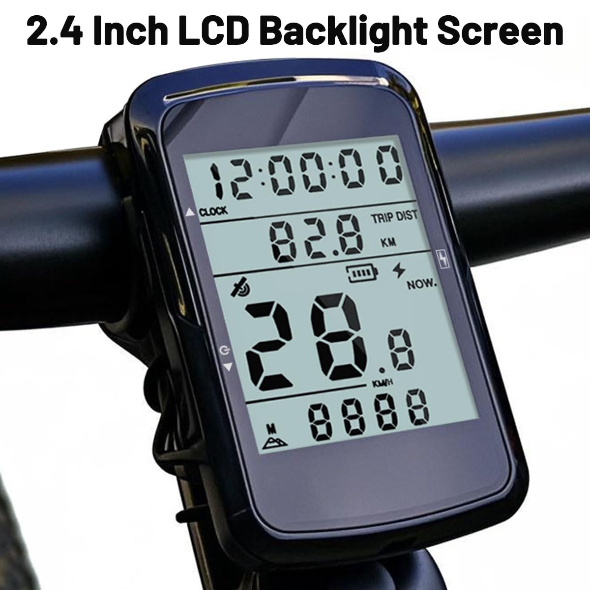 Computer per bicicletta wireless, tachimetro digitale per bicicletta, schermo LCD retroilluminato da 2,4 pollici, contachilometri per mountain bike e bici da strada