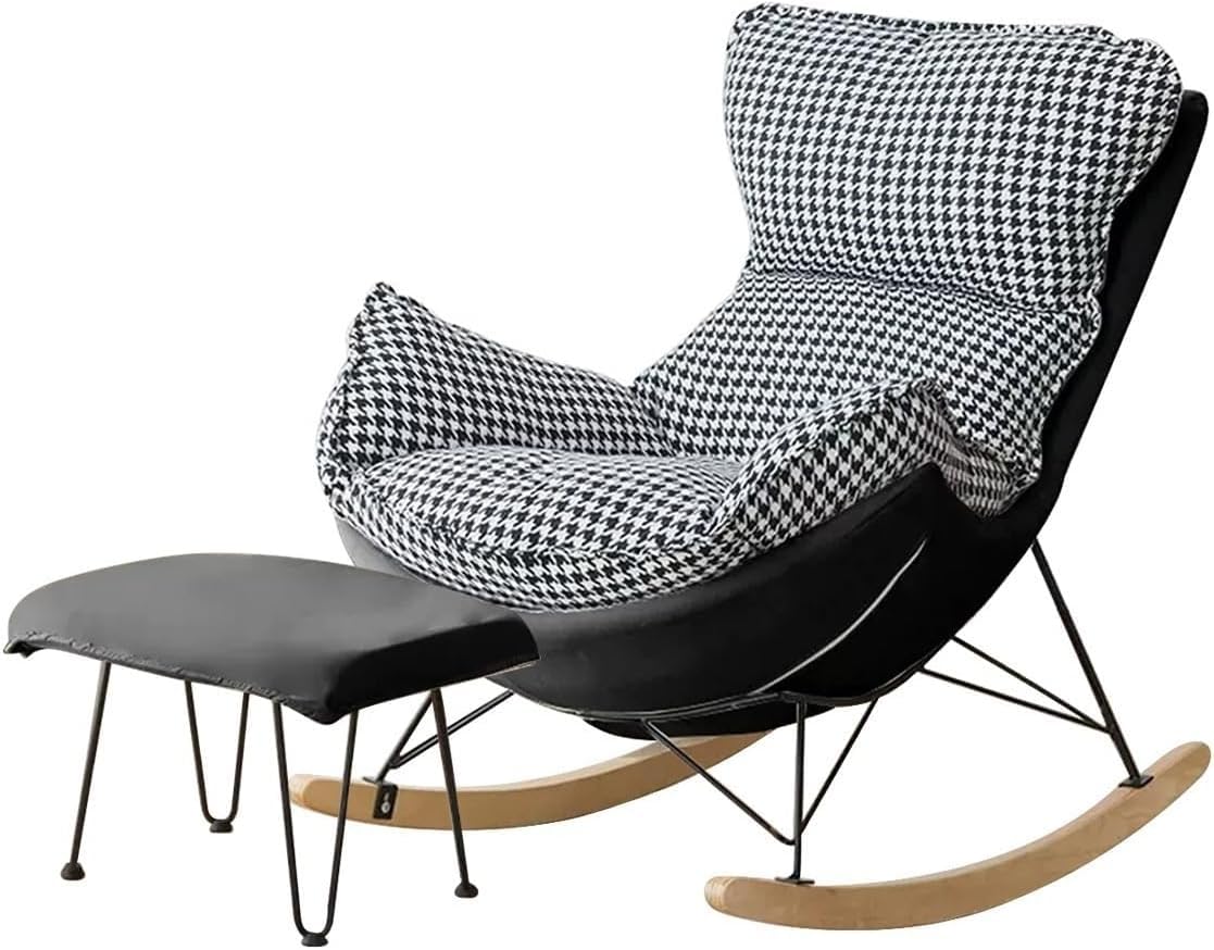 Juego de Mecedora y reposapiés de Ocio, Mecedora con Taburete para pies, Silla Relajante para balcón, Mecedora reclinable para Sala de Estar, sillón Moderno, Silla para Dormir Suave, Silla d