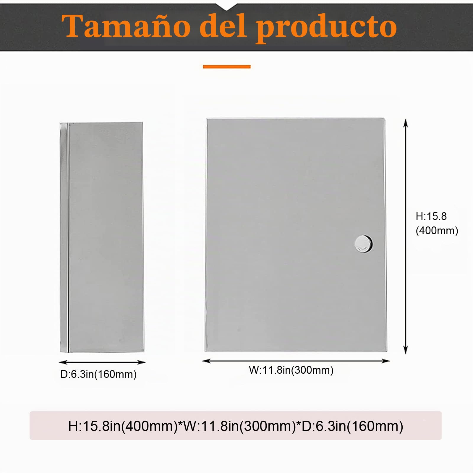 Armario eléctrico inoxidable, caja de conexiones 30x25x14 cm, placa de montaje aislante, resistente al agua, distribuidor montado en la pared