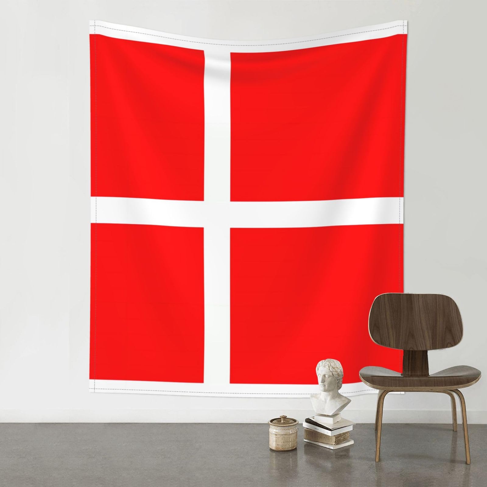 YYHWHJDE Denmark Danish Flag Prints 60x51in Wall Tapestry – High-Grade Polyester Throw for Dorm, Beach & Home Decor