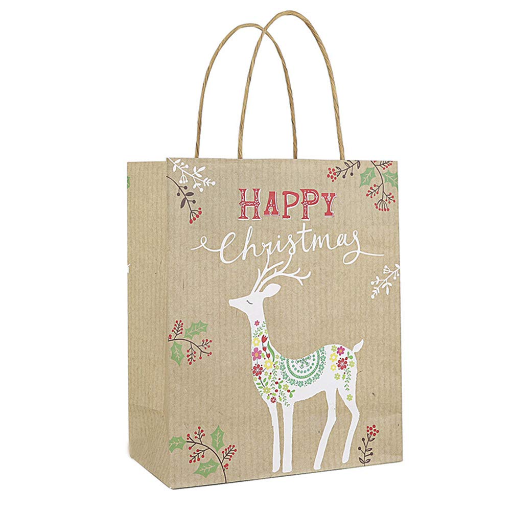 20 Pz Sacchetto in Carta Kraft Decorazione Di Natale Borse Natalizie Borsa Pupazzo Di Neve Borsa Artigianale Natalizia Portatile Sacchetto Di Caramelle