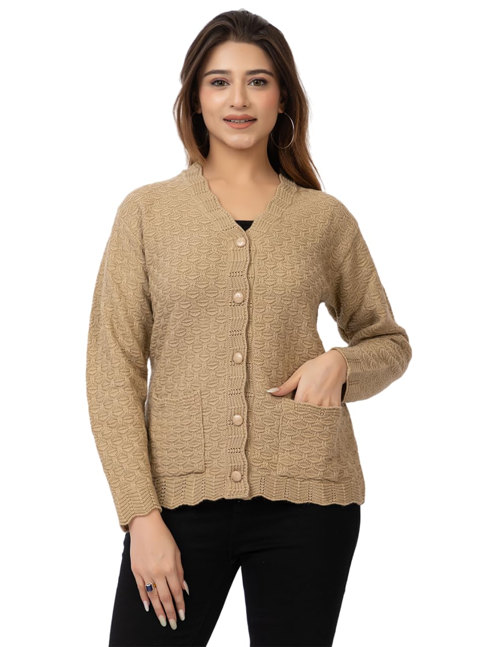 twenty me Winter Wear/Casual Wear/Outdoor Wear/Acrylic Blend/V Neck/Embroidered/Full Sleeve Women's Cardigans (2402)-picture-11