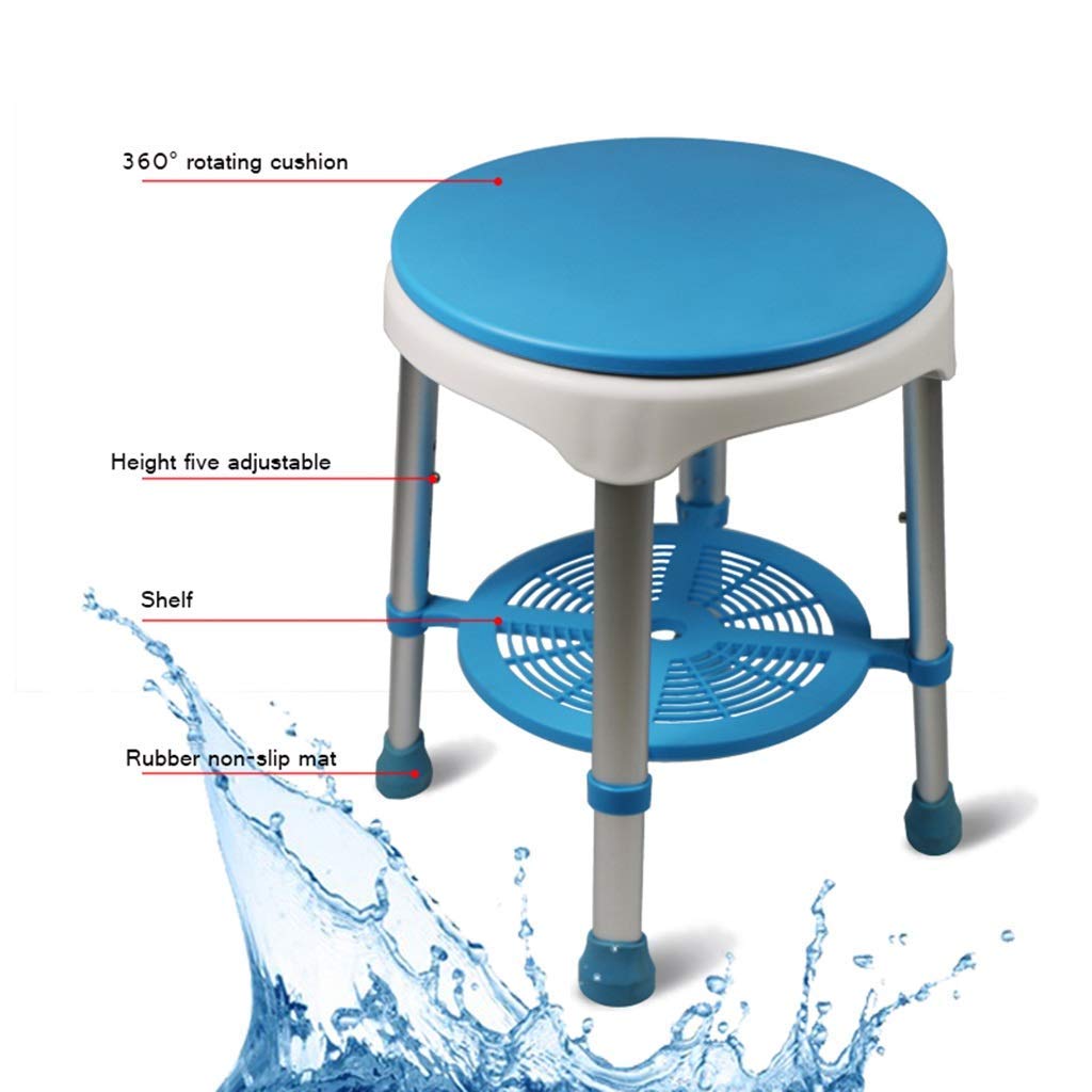 Banco de Ducha Silla de baño para Personas Mayores, Asientos de Ducha con bañera para discapacitados para Adultos con Estante, Superficie de Taburete 360 ​​& deg; Giratorio