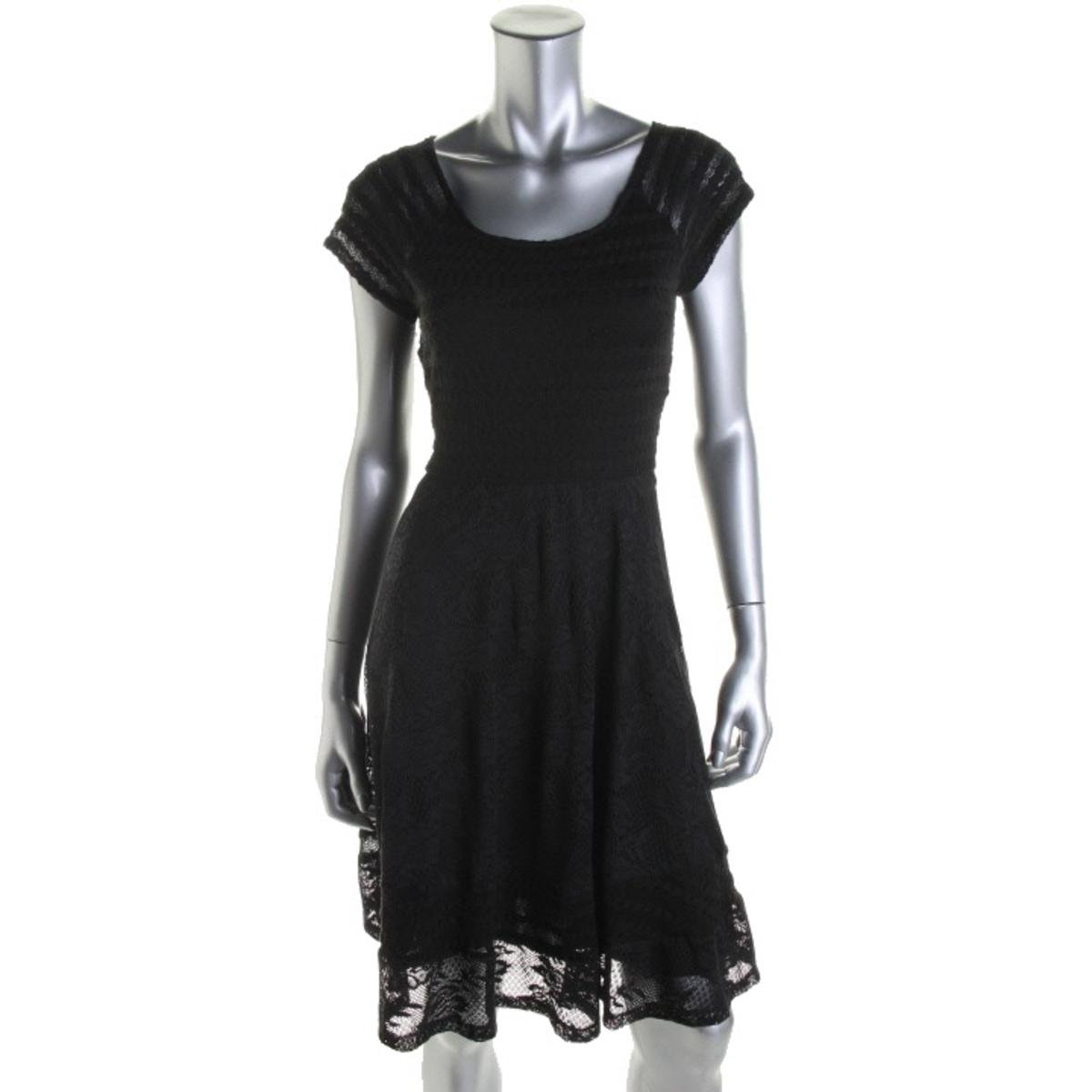 NY Collection Women's Raglan Short-Sleeve Dress with Lace