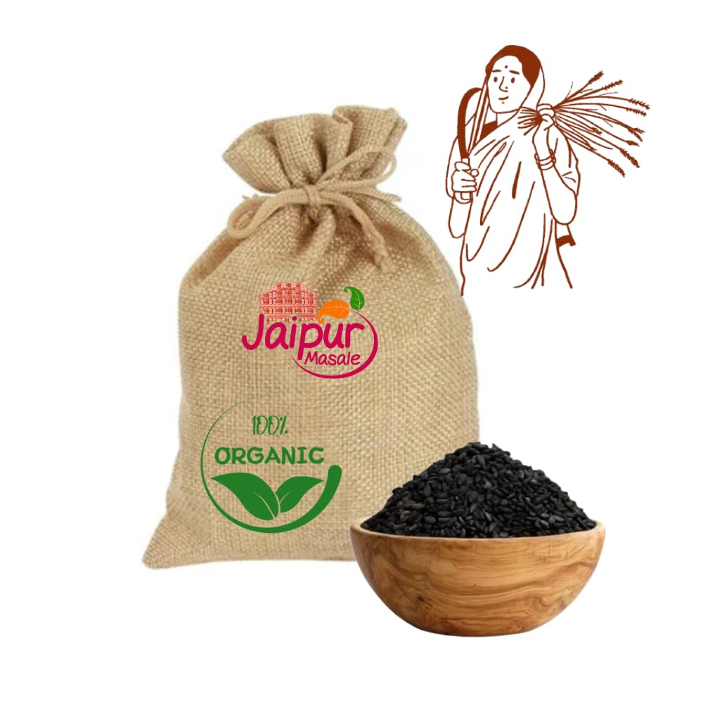 JAIPUR MASALE Raw Black Sesame Seeds | - Til Seed for Eating | Organic Black Gingelly Oil | Indian Spices for Everyday Essentials | Kaale Til for Weight Loss And Eating Unhulled (100 gm) with Jute Bag