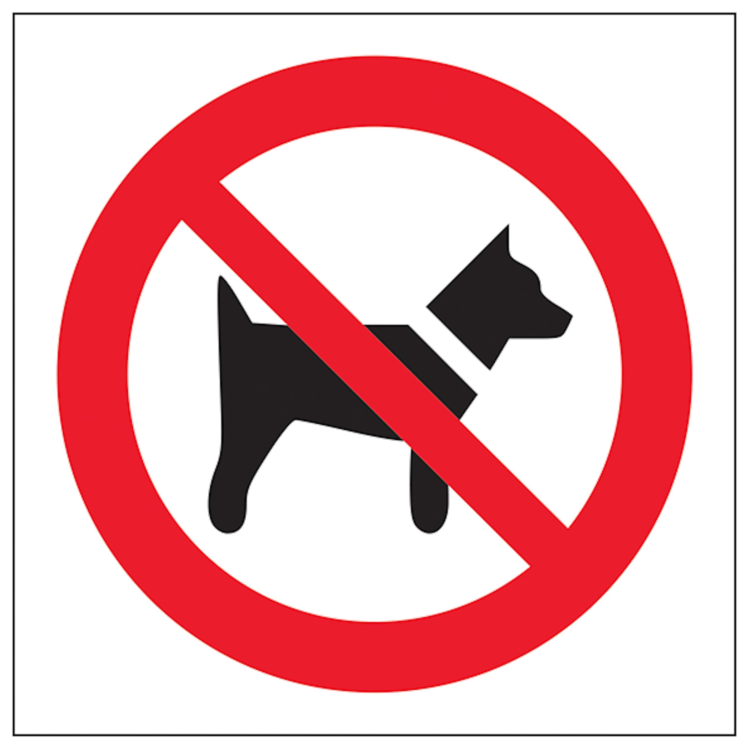 V Safety No Dogs Symbol 100 x 100 mm - Glow In The Dark 1mm Rigid Plastic Safety Sign